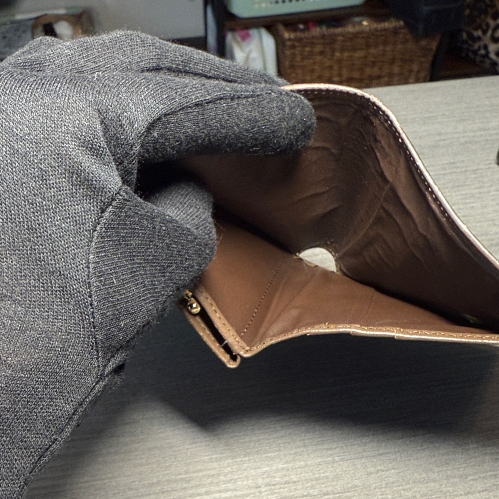 Burberry Beige Plaid Canvas and Brown Leather Wallet - Picture 3 of 7